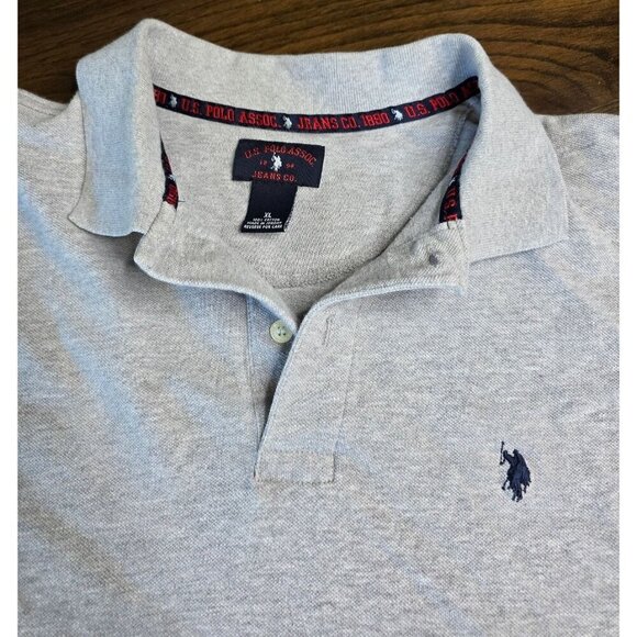 U.S. Polo Assn. Mens Gray Polo Shirt XL 100% Cotton Short Sleeve Embroidered Log - Picture 6 of 8